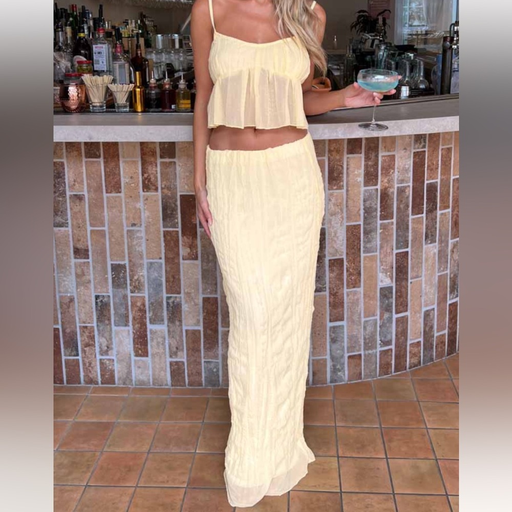 Beginning Boutique Light Yellow Maxi Skirt NWT
